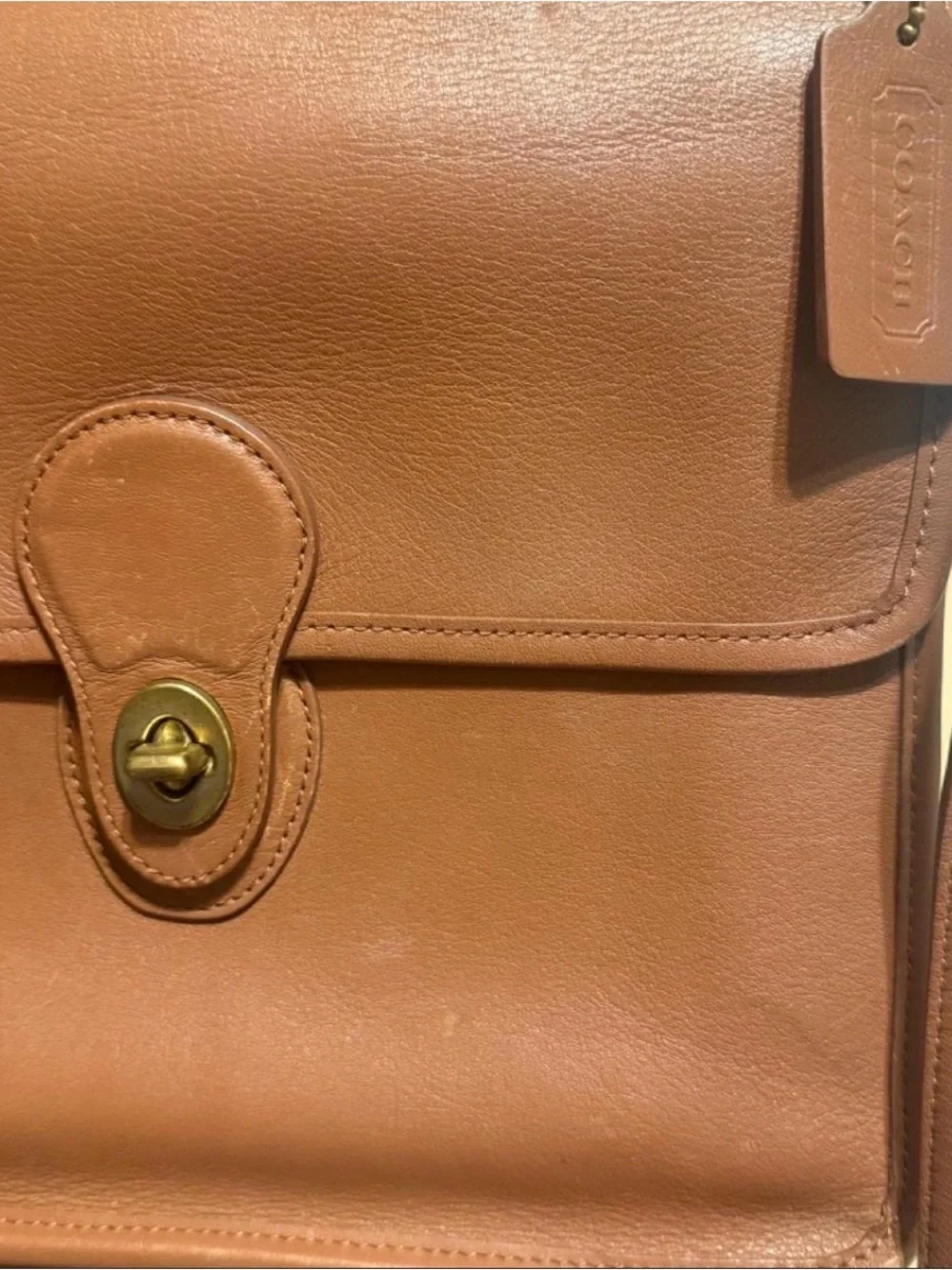 Coach Tan Leather Turnlock Briefcase Satchel